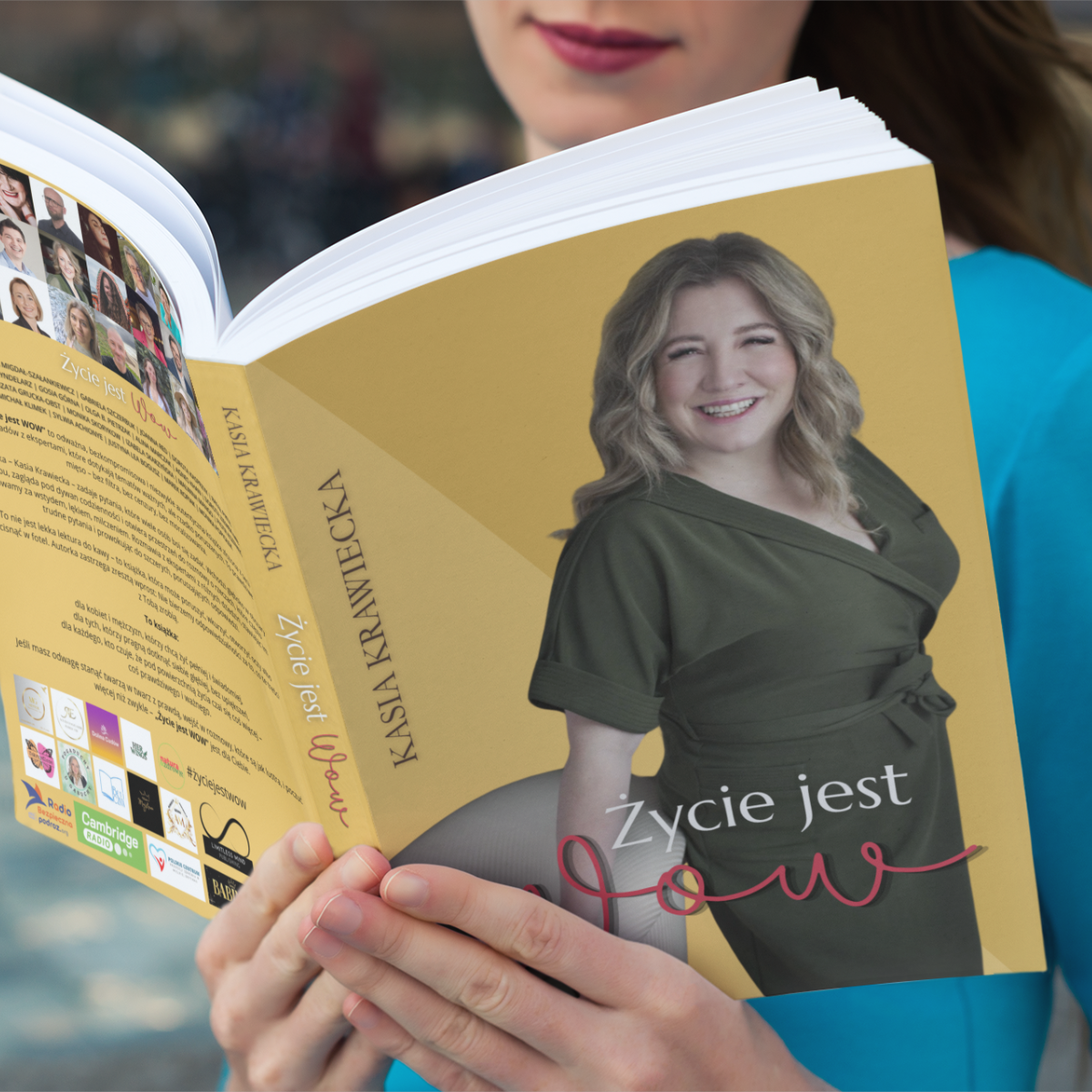 Collage of the twenty one authors featured in Życie jest WOW by Katarzyna Krawiecka